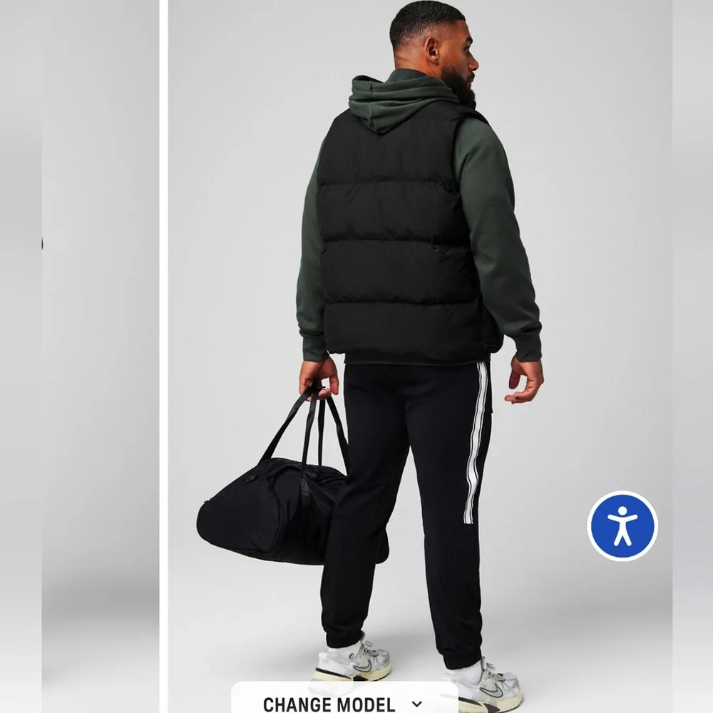 NWT Fabletics Essential Puffer Vest Black Lightweight Insulated Men’s XL